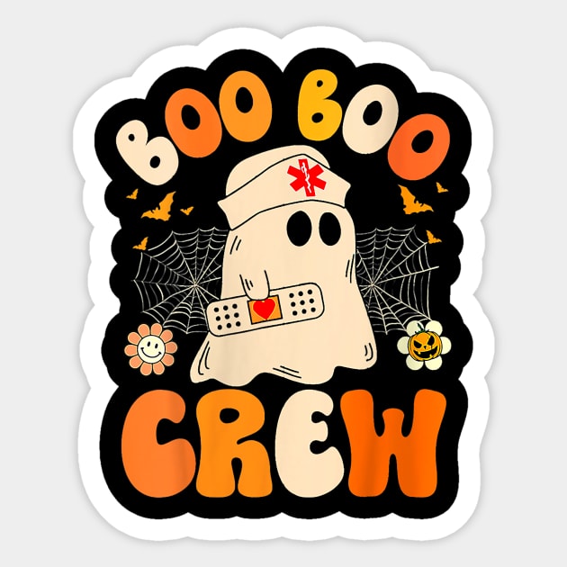 Groovy Boo Crew Nurse Funny Ghost Women Halloween Nurse Sticker by everetto